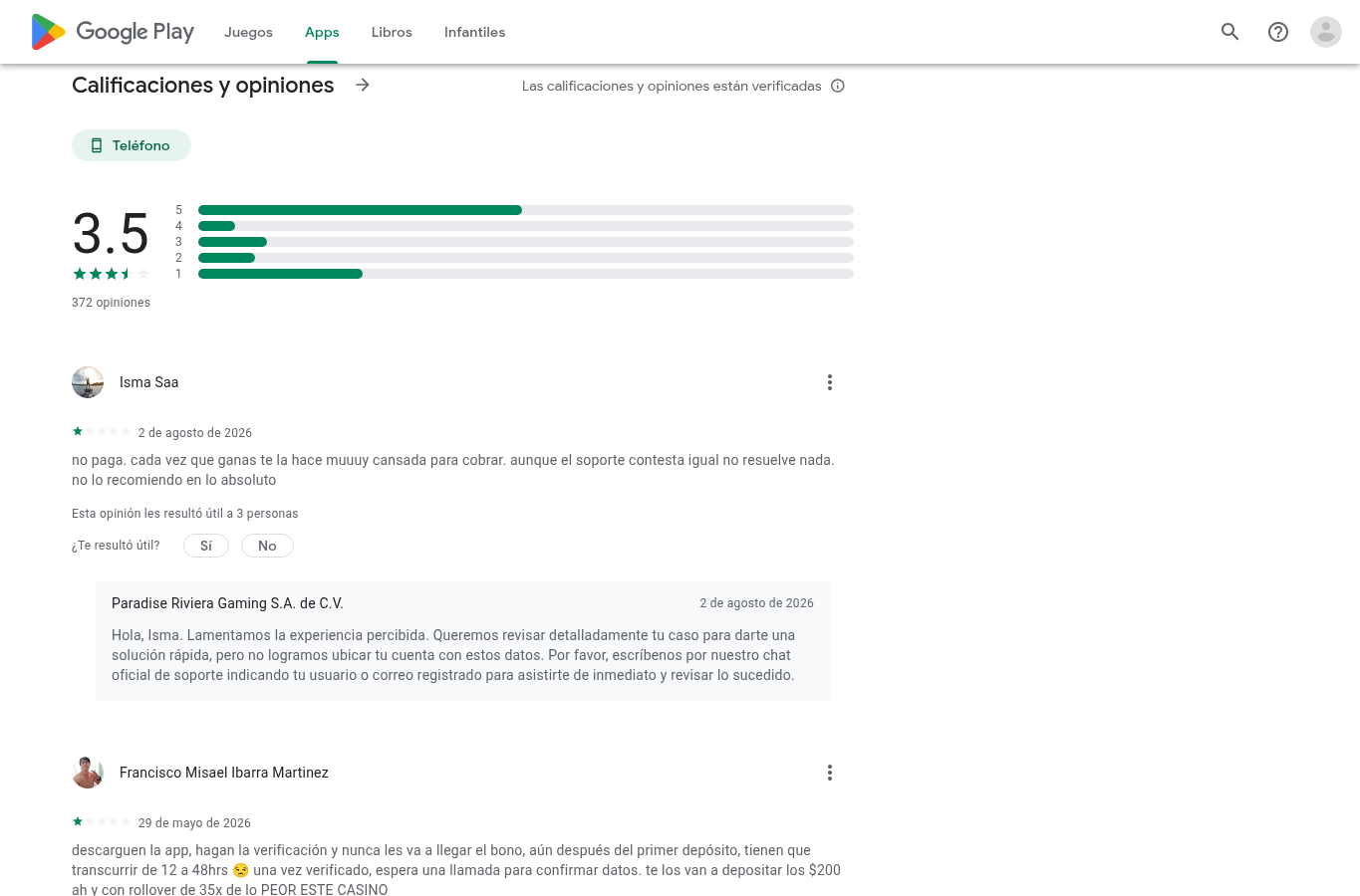Captura contextual suministrada de la ficha de la aplicación