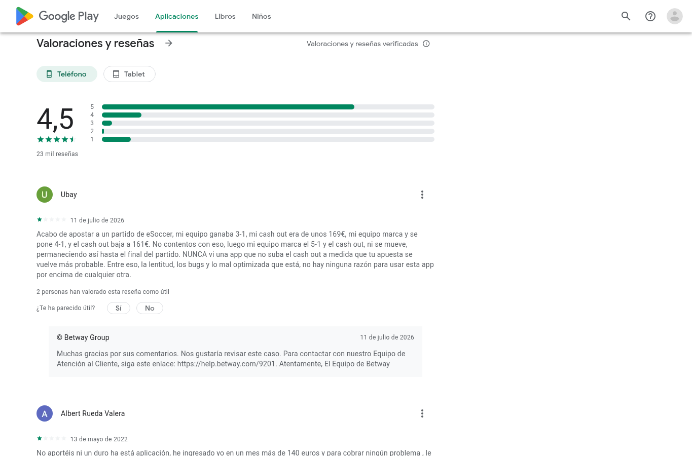 Captura contextual de opiniones fechadas de la aplicación en España