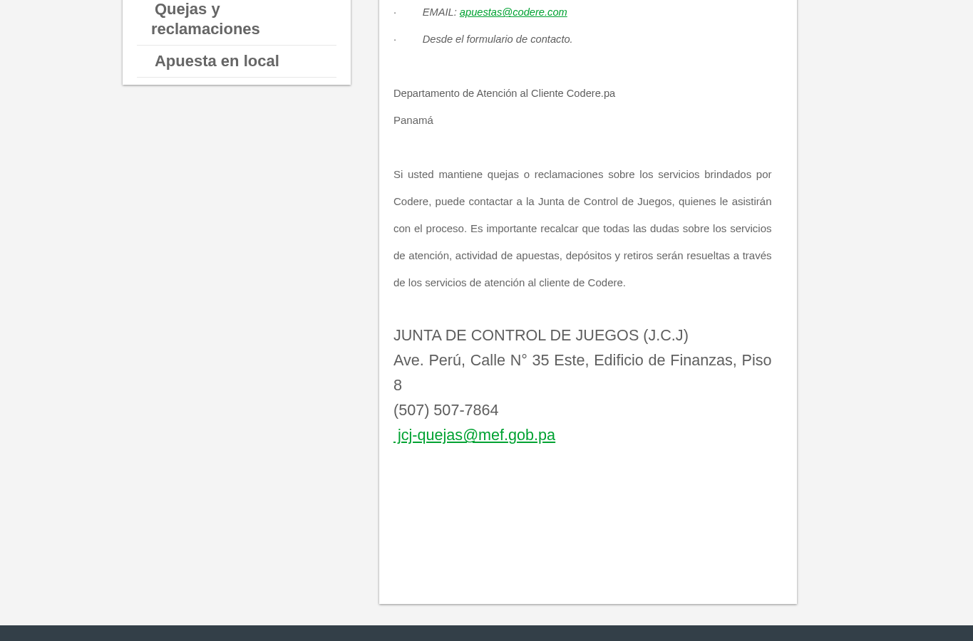 Captura de la vía de quejas y reclamaciones del operador